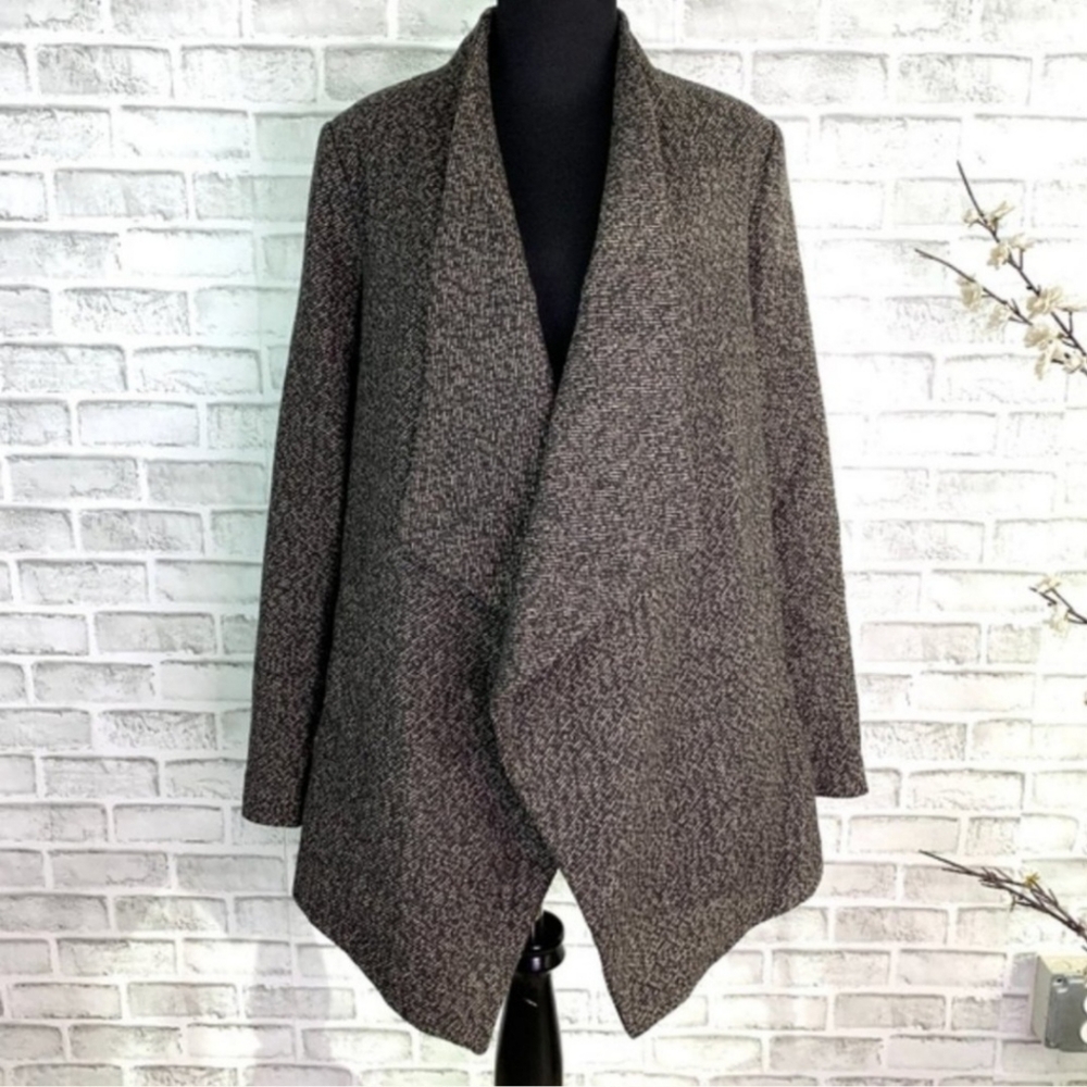 Hazel Wool Shawl Collar Waterfall Open Front Jacket